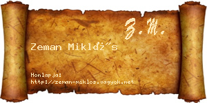 Zeman Miklós névjegykártya